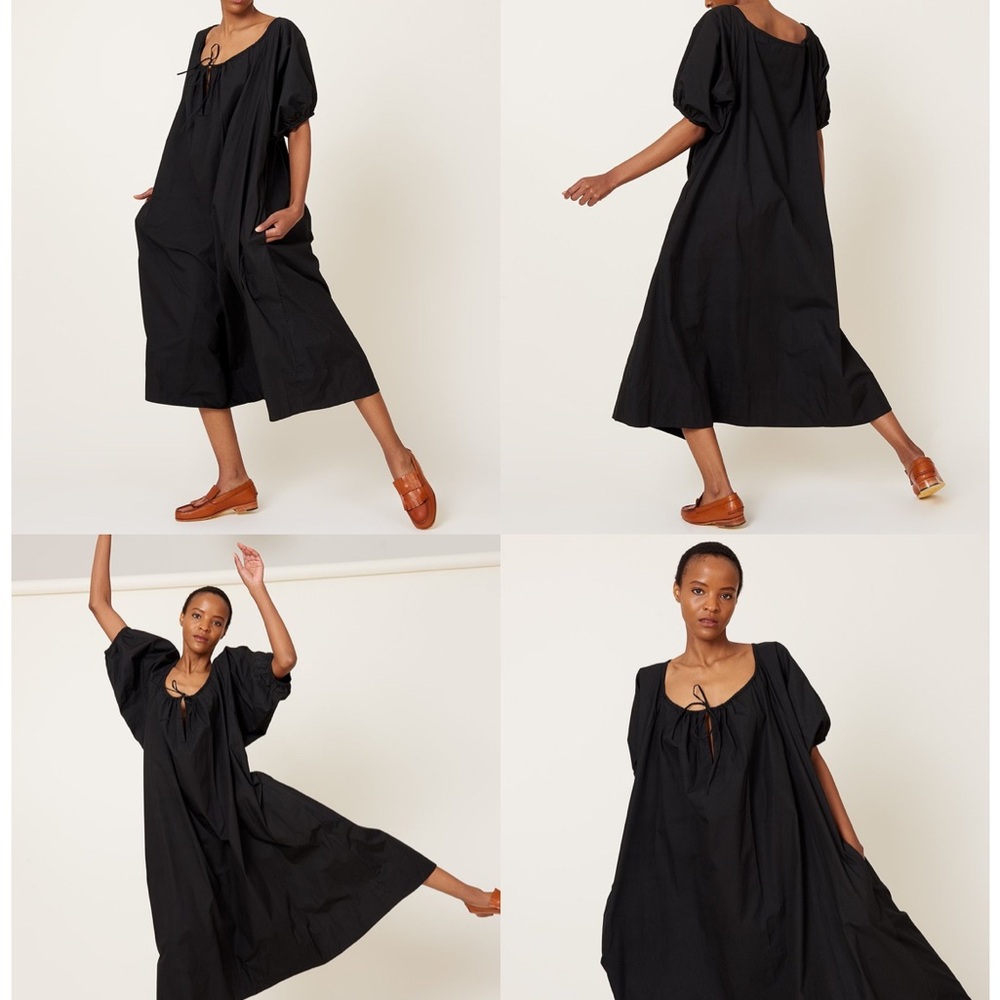 Au brand Worn black eulalie dress in poplin